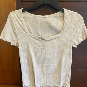 Women's Cream Ribbed Top